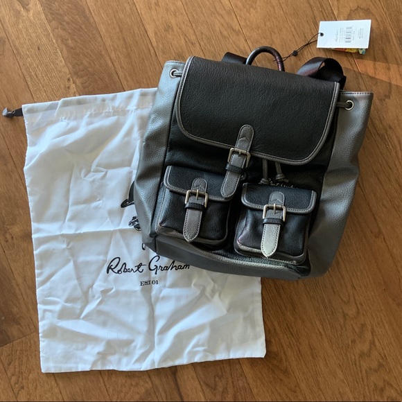 Robert Graham black and grey leather backpack - Picture 2 of 7